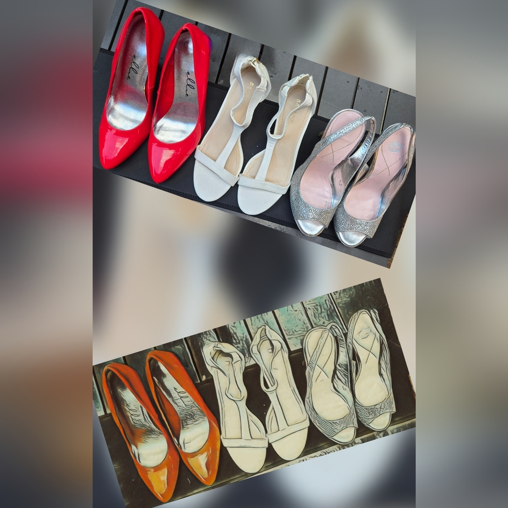 Women's Heels in Red, Silver, and Pink